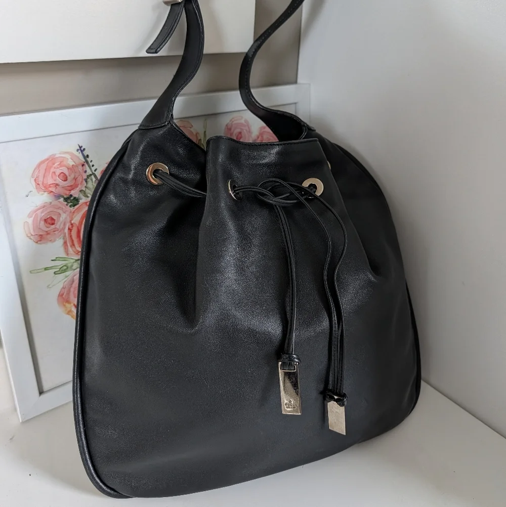 🖤 Vintage Y2K Gucci 001-4030 Genuine Smooth Leather Shoulder Satchel Bag, Black - Picture 5 of 16